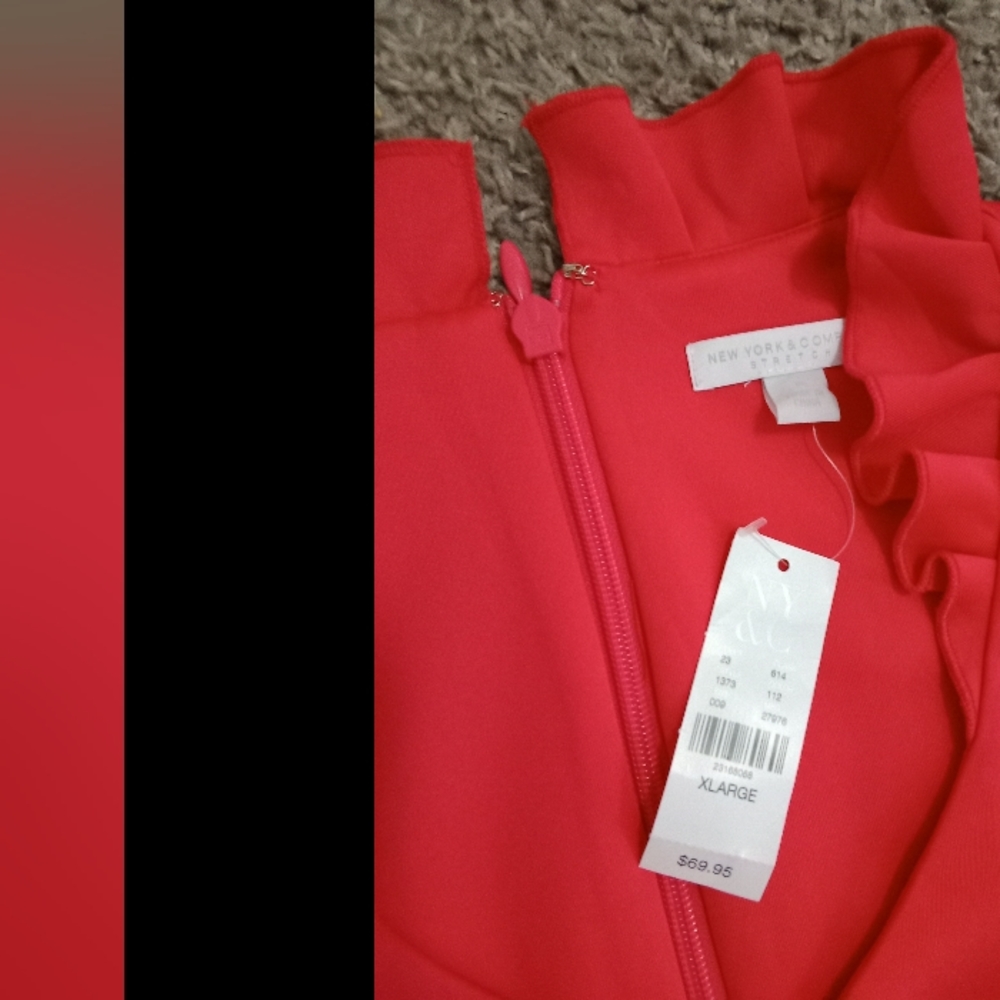 NY&CO RED RUFFLE SLEEVELESS DRESS SIZE XL - Picture 3 of 8